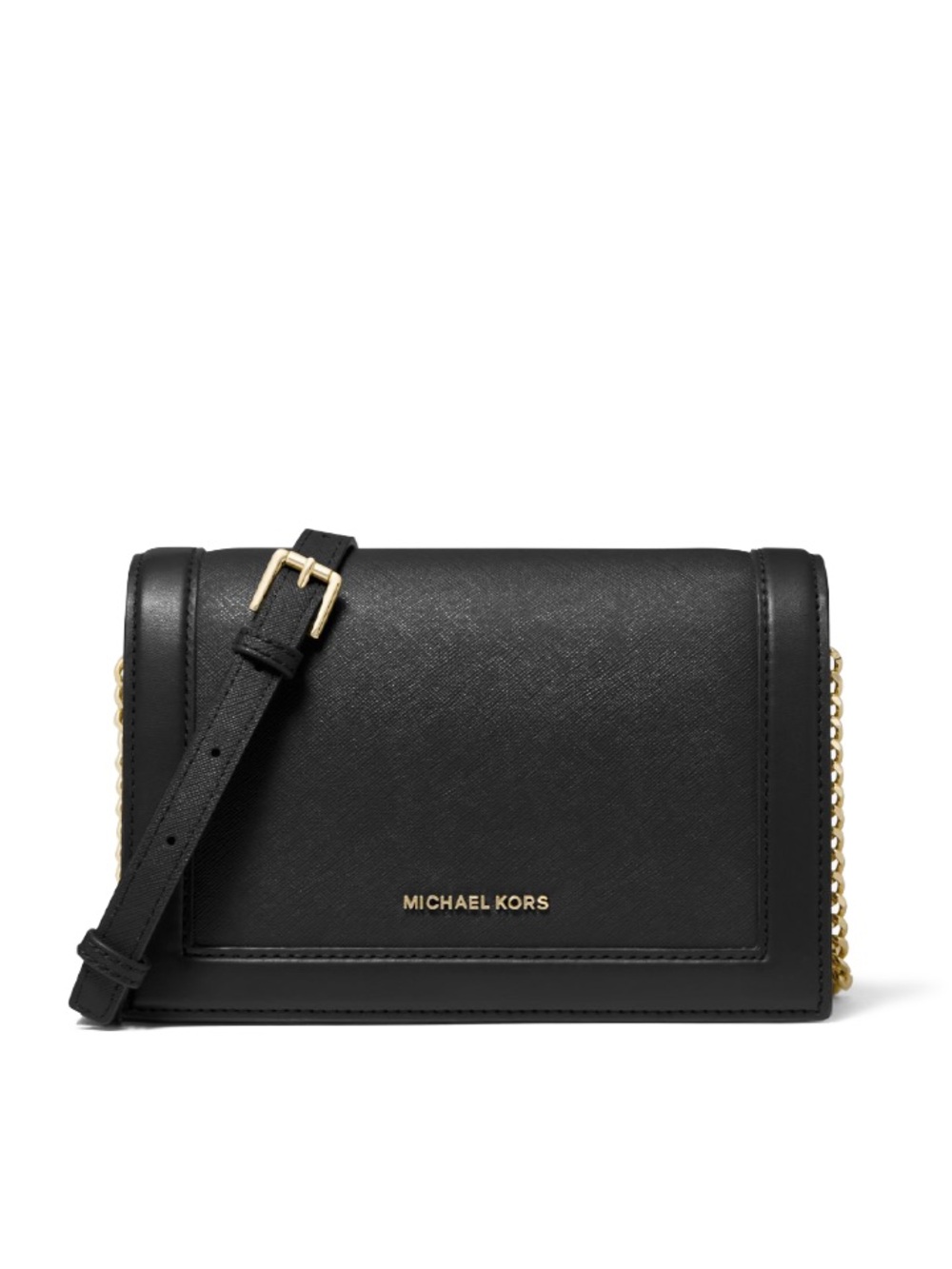 $298 Michael Kors Pebble Leather Gold Signature Crossbody Bag